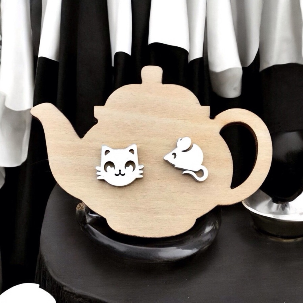 🆕 Cat and Mouse Stud Earrings Stainless Steel